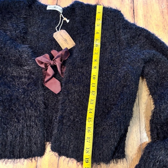 NWT Natural Life Fuzzy Black Cardigan Sweater,L/XL,Comfy Soft Cropped Feminine - Picture 14 of 14
